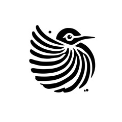 Abstract Bird Minimalist Design: Black and White Geometric Vector Graphic