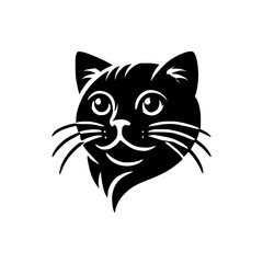 Adorable Black Cat Portrait: A Cute and Sweet Feline Vector Graphic