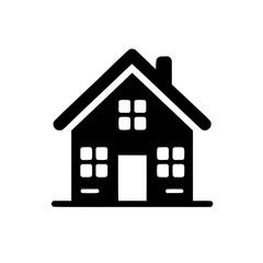 Simple House Icon: Black and White Home Symbol Illustration - Perfect for Real Estate, Architecture, and Home Design Projects