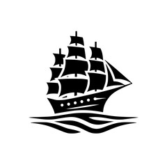 Vintage Sailing Ship: A Nautical Icon. Classic sailboat on ocean waves, symbolizing adventure, exploration, and seafaring journeys.