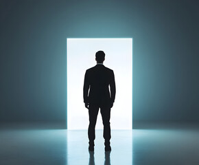 Obraz premium A figure standing in front of a mirror, watching as the reflection becomes clearer and brighter, symbolizing clarity of mind.