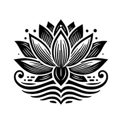Black and White Lotus Flower: Elegant Floral Design, Botanical Illustration,  Spiritual Symbol of Purity and Beauty