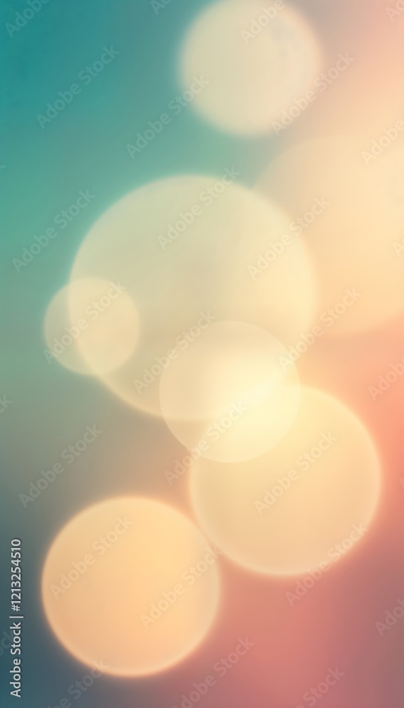 Aufkleber Blurred background with warm, cool tones creates dreamy atmosphere. Light circles blend seamlessly. Suitable for inviting visuals. Soft color transition suggests calm, tranquil scene. Ideal for