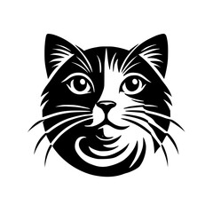 Fototapeta premium Elegant Black and White Cat Portrait: A Stylish and Whimsical Feline Illustration