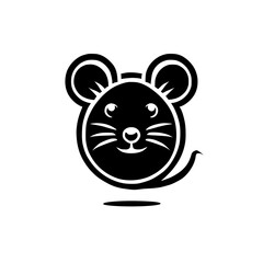 Adorable Mouse Cartoon Character: Simple Black and White Vector Illustration