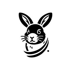 Elegant Black and White Rabbit Illustration: A Minimalist Vector Design