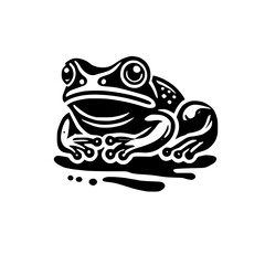 Elegant Black and White Frog Illustration: A Stylish Nature Graphic Design