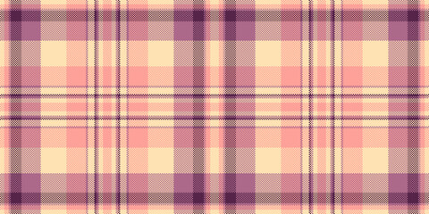 Deep check fabric seamless, refresh tartan vector background. Industry pattern plaid texture textile in pink and moccasin colors.