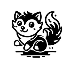 Adorable Husky Puppy Cartoon Illustration - Cute Canine Character Design