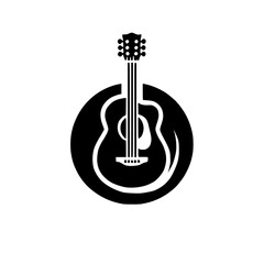 Fototapeta premium Acoustic Guitar: Black and White Minimalist Music Design. A simple yet elegant graphic illustration perfect for music lovers and hobbyists.