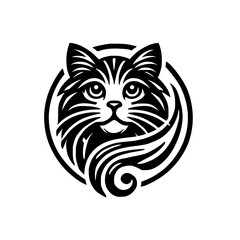 Elegant Cat Portrait: Black and White Feline Art, Pet Lover Gift, Monochrome Kitty Graphic Design