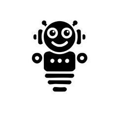 Charming Robot Character: A Minimalist Digital Illustration.  A friendly AI icon, perfect for tech projects needing a cute, modern, and simple graphic design.