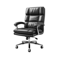 Fototapeta premium Black Leather Office Chair Isolated On Transparent Background 