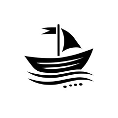 Black and White Minimalist Sailboat on the Waves: A Nautical Graphic Design