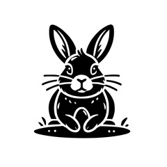 Adorable Black Bunny Rabbit Illustration - Easter Animal Graphic Design