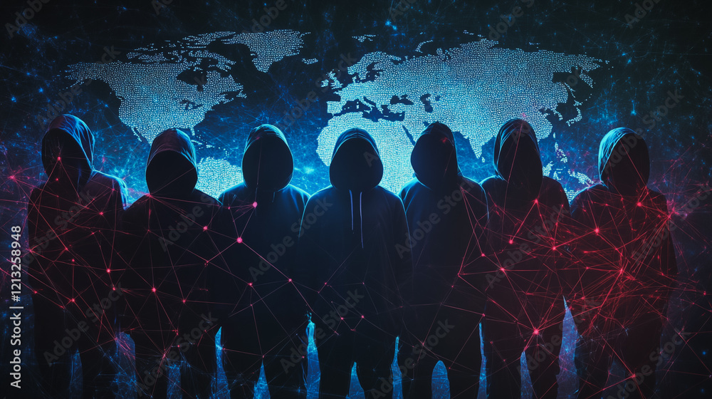 Wall mural hacker are planning to hack and attack networks and cyber security systems.team people innovation co