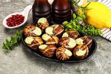 Fresnch escargort with basil butter