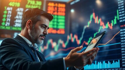 Business data and stock market analysis currency exchange Businessman analyzing financial graph fore