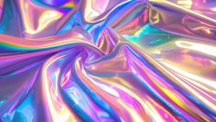 A mesmerizing, soft, holographic background featuring a rainbow of iridescent colors that shift and change as the viewer's perspective adjusts, with a foil-like texture 