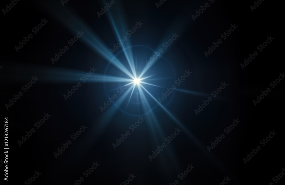 Poster bright light rays burst on black background. lens flare effect. photo shows abstract light rays. ide