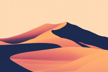 Sunset desert dune landscape, calm sky, digital art, website banner