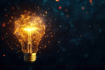 Glowing Lightbulb Made of Interconnected Lines