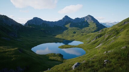 Serene mountain lake landscape