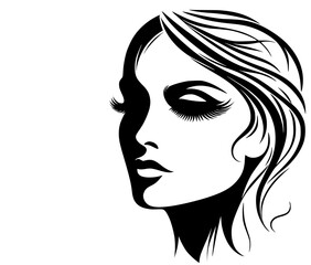 person with hair, woman silhouette, woman face