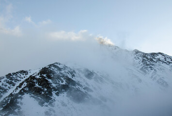 cloudy mountain, in the winter, high atlas morocco