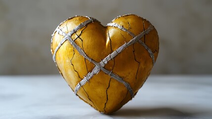 A Golden Heart Bound by Silver Wires: A Symbol of  Resilience and Vulnerability