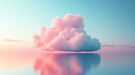 Ethereal Pastel Cloud Reflecting on Tranquil Water Under a Dreamy Sky at Sunset 3