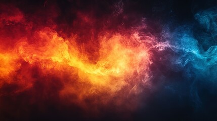 Obraz premium Abstract swirling smoke colors fiery orange and cool blue