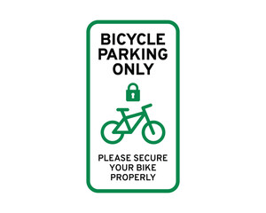 Bicycle Parking Only. Please Secure Your Bike Properly - High-Quality Vector Art for Indicating Exclusive Bike Parking Zones and Security Instructions