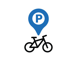 Bicycle Parking with Blue Pin Symbol - Best Quality Vector Art Indicating Bike Parking Locations