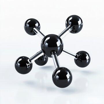 Black ethane molecule c2h6 rotating on white background, chemical formula and molecular structure