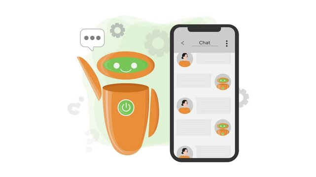 artificial intelligence chatbot, artificial intelligence chat cell phone animation 4k
