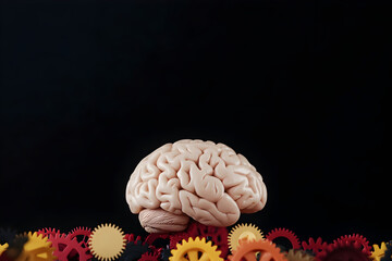 A brain surrounded by colorful gears, symbolizing the mental effort required to achieve peace and balance in life.


