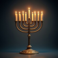 Fototapeta premium The menorah, a seven-branched candelabrum, symbolizes the miracle of the oil that burned for eight days in the Temple of