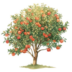 Rose Apple Tree with Fruit – Watercolor Illustration, Botanical Art, Fruit-bearing Tree Painting, Nature-inspired Artwork, Vibrant Watercolor Tree with Fruits
