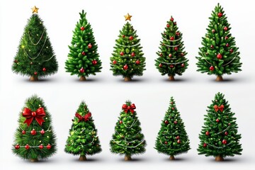 Fototapeta premium Each tree in the set showcases its own distinct ornamentation. 