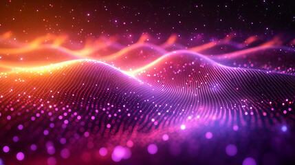 Naklejka premium Vibrant Abstract Background with Glowing Particles and Dynamic Waves