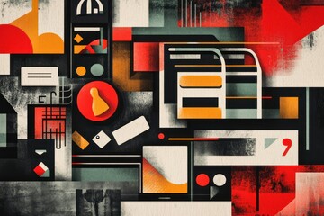 Abstract city transit design, urban collage, textured background, website banner