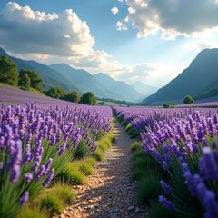 Fototapeta premium A serene field of purple flowers
