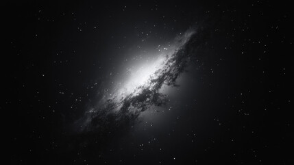 Fototapeta premium an elegant black and white starfield, minimalistic and serene, featuring random bright star clusters and smooth gradients of light fading into the darkness
