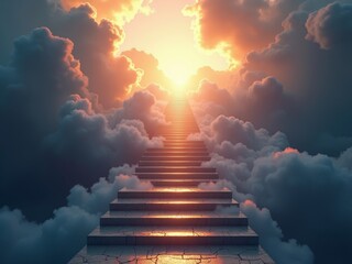 Fototapeta premium A staircase leading to heaven, symbolizing spiritual ascension