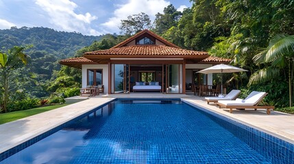 Spacious villa rental with pool, luxury amenities, resort-style living