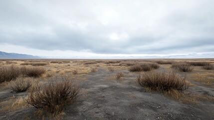Vast Dry Landscape Under an Overcast Sky