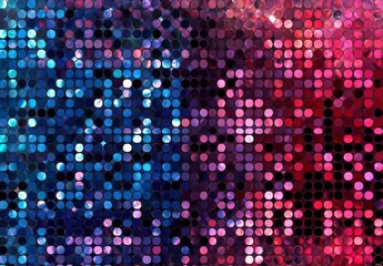 Colorful abstract mosaic with shimmering dots in blue, pink, and purple tones for design projects