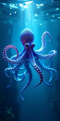 Intelligent and mysterious sea creature with eight arms and a powerful beak