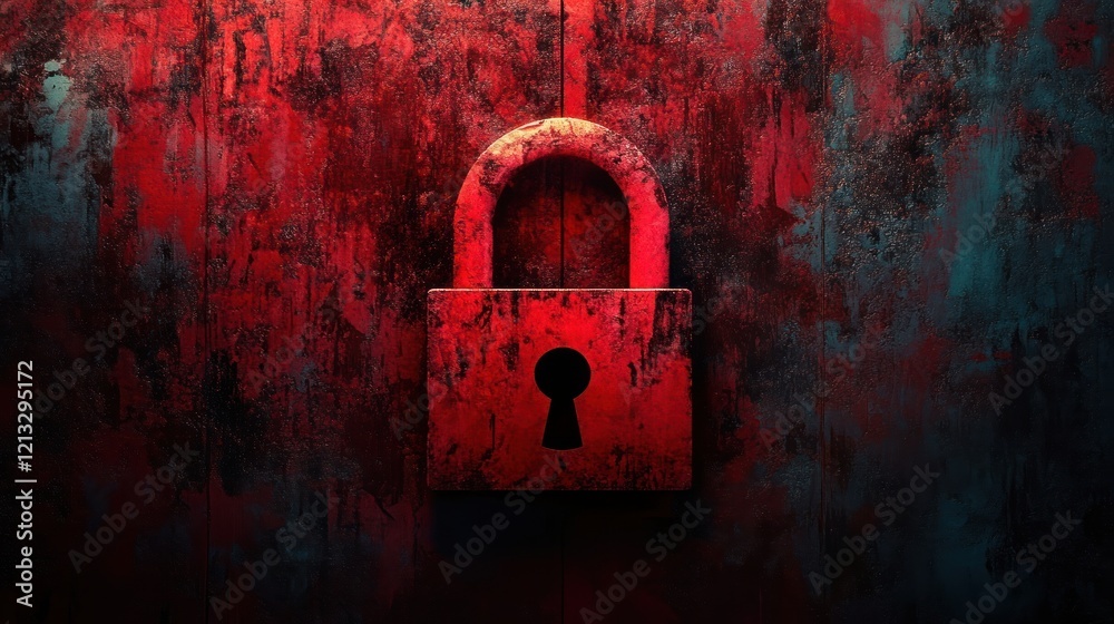 Poster Hacking Concept with Caution Sign Highlighting Cybersecurity Awareness and Threats in Technology
